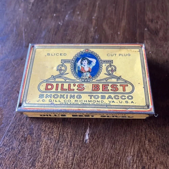 Dills Best Other - Vintage Dill's Best cigarette tobacco tin - Retro cigarette box - Dills Best...
